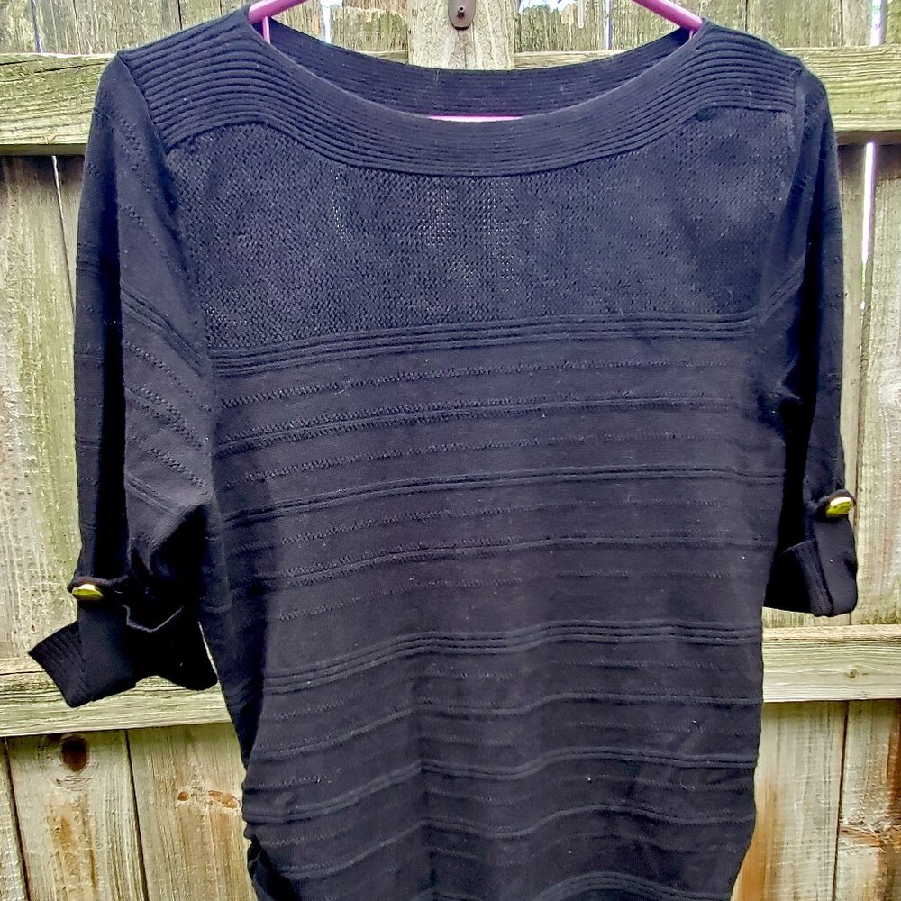 Black longline short sleeve sweater